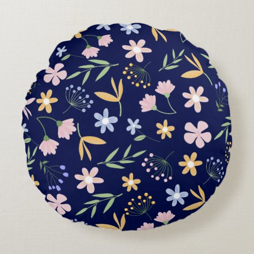 Beautiful Flowers In Spring Round Pillow