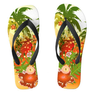 Beautiful flowers in tropical design flip flops