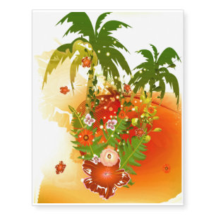 Beautiful flowers in tropical design temporary tattoos