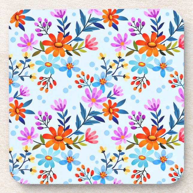 Beautiful Flowers Leaves Pattern-35196 Beverage Coaster (Front)