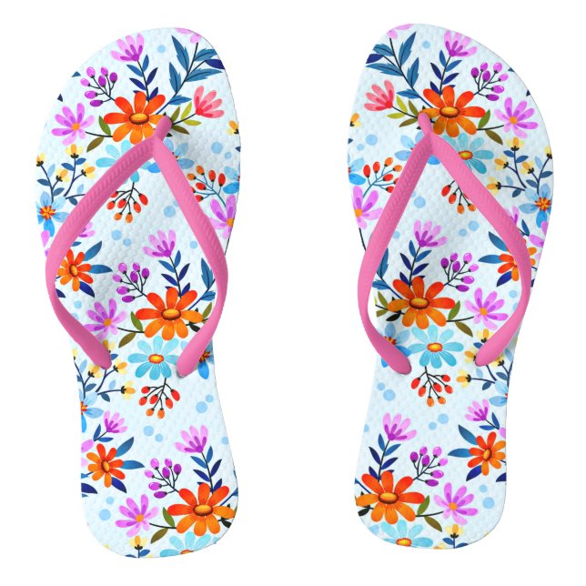 Beautiful Flowers Leaves Pattern-35196 Flip Flops (Footbed)