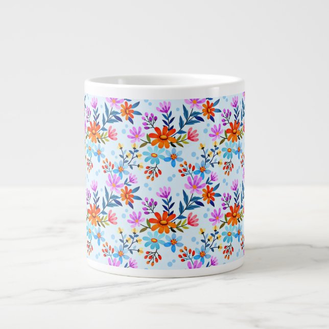 Beautiful Flowers Leaves Pattern-35196 Giant Coffee Mug (Front)