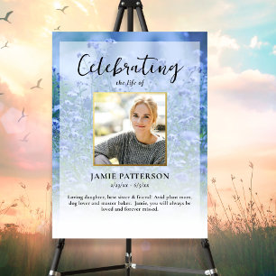 Beautiful Flowers Life Celebration Photo Funeral  Poster