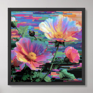 Beautiful flowers neon size 24x24 framed art