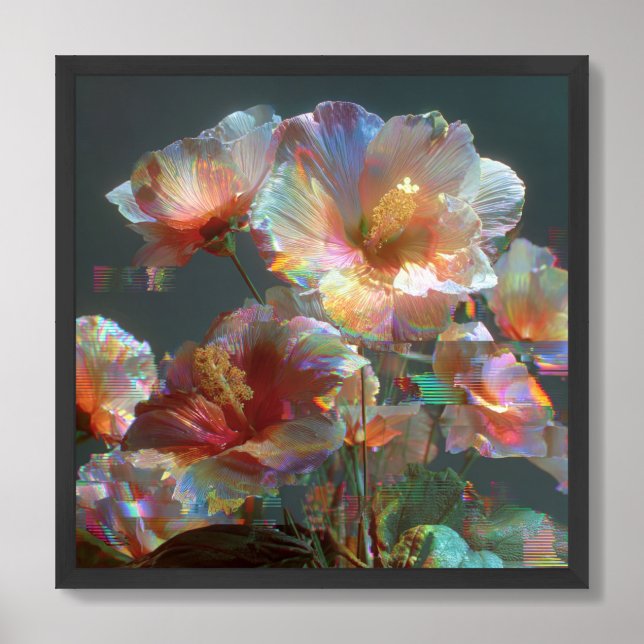 Beautiful flowers neon size 24x24 framed art (Framed Front)