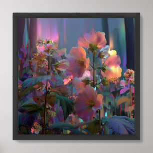 Beautiful flowers neon size 24x24 framed art