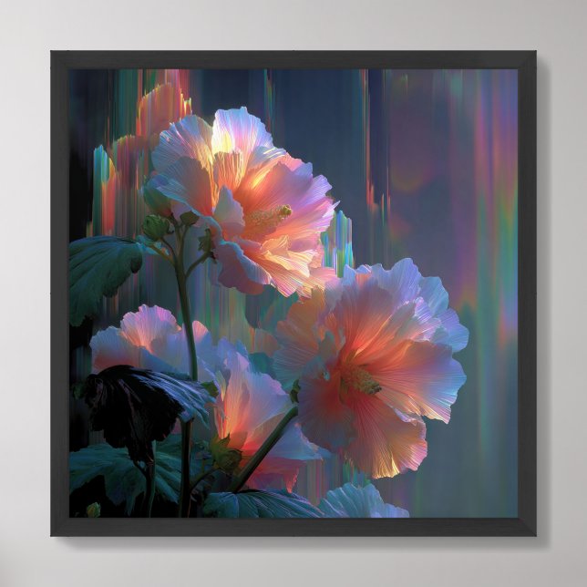 Beautiful flowers neon size 24x24  framed art (Framed Front)