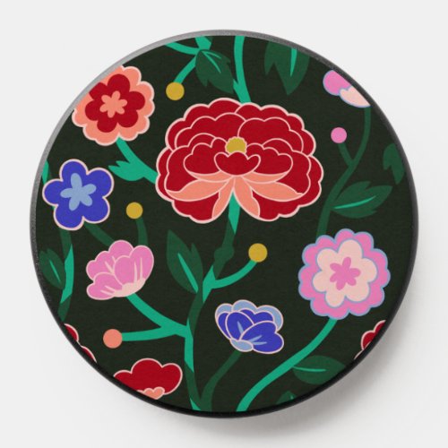 Beautiful Flowers on Black Base Handy  PopSocket