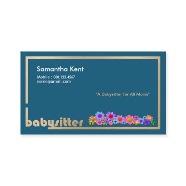 Beautiful Flowers On Gold Borders Babysitter Calling Card Beautiful Flowers On Gold Borders Babysitter Calling Card