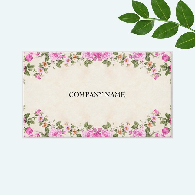 Beautiful Flowers on Light Beige Business Card (Creator Uploaded)