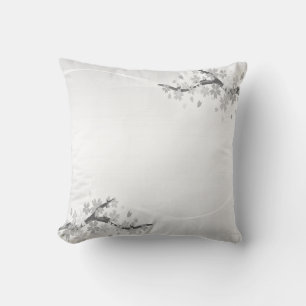 Beautiful flowers on light silver gray throw pillow