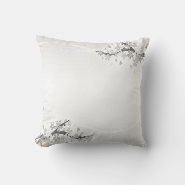 Beautiful flowers on light silver gray throw pillow (Front)