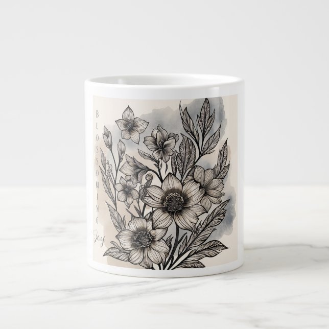 Beautiful Flowers Pattern,Blossoming Joy Giant Coffee Mug (Front)