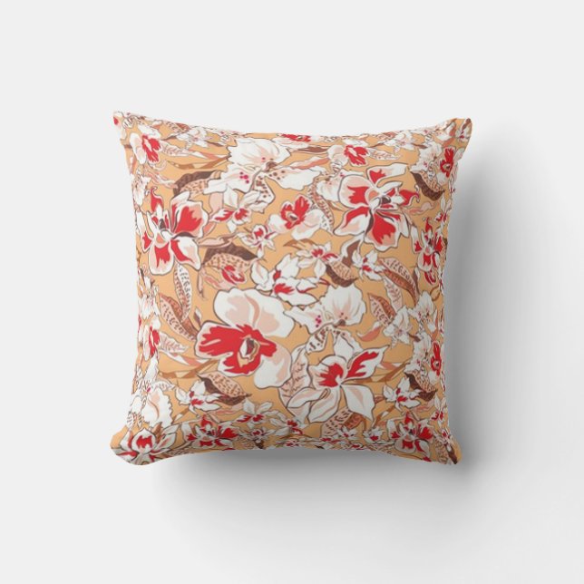 Beautiful Flowers Pattern Throw Pillow (Front)