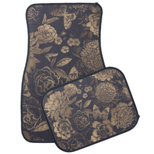 Beautiful flowers peonies, roses and butterflies. car floor mat