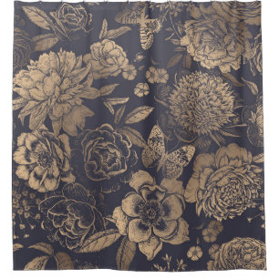 Beautiful flowers peonies, roses and butterflies.  shower curtain