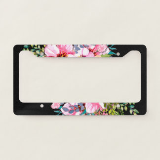 Beautiful Flowers Pop off Black License Plate Frame