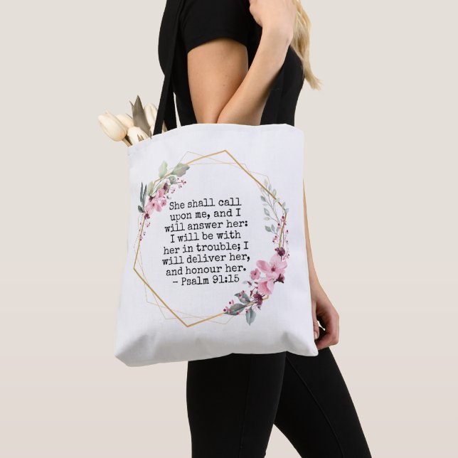 Beautiful Flowers Psalm 91 Tote Bag (Close Up)