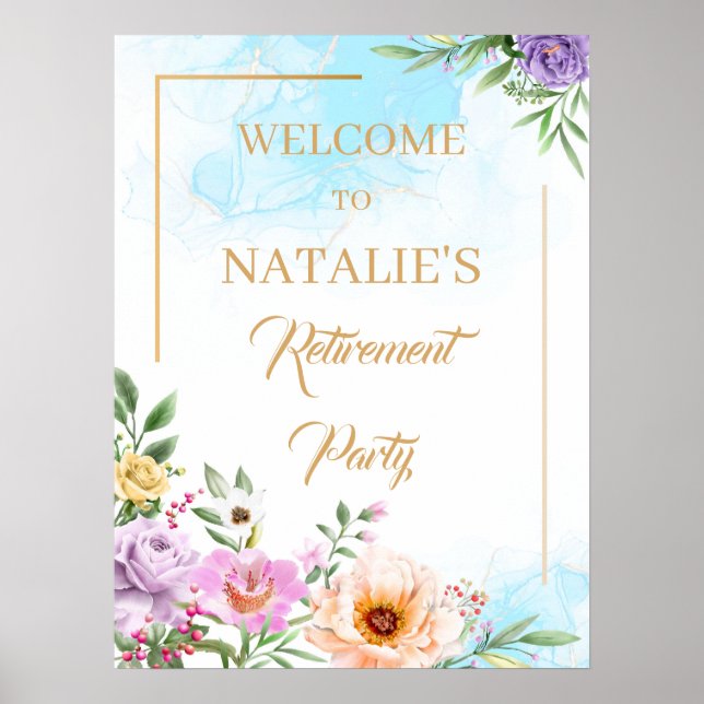 Beautiful flowers Retirement Party Welcome Sign (Front)