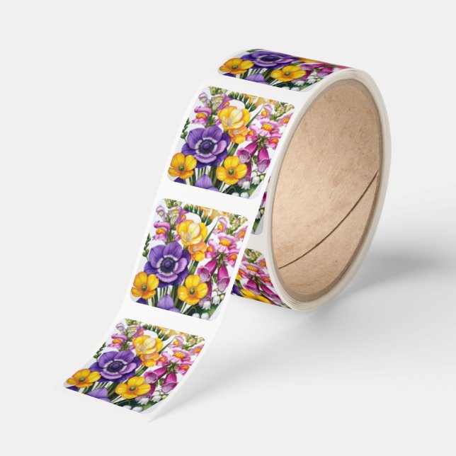 Beautiful  Flowers sticker roll  (Roll)