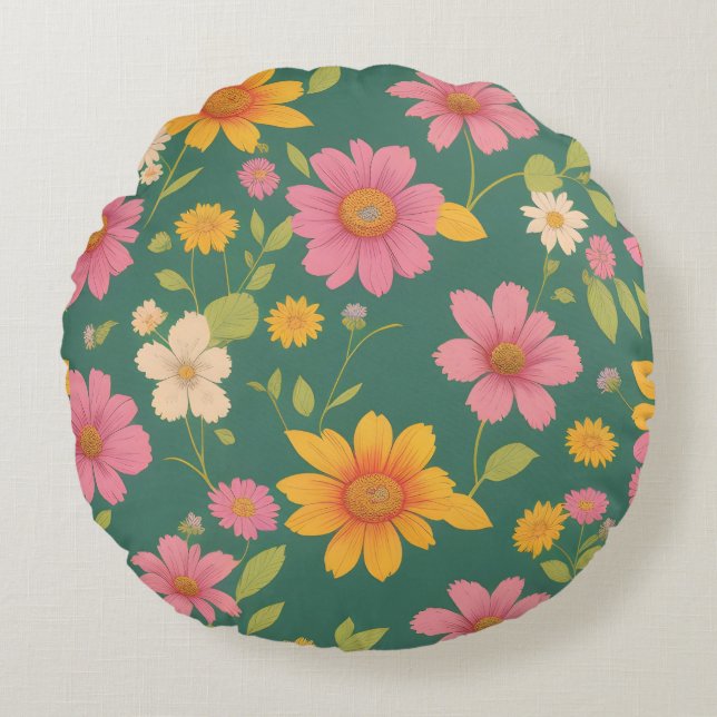 Beautiful flowers,summer,spring,flower arrangement round pillow (Front)