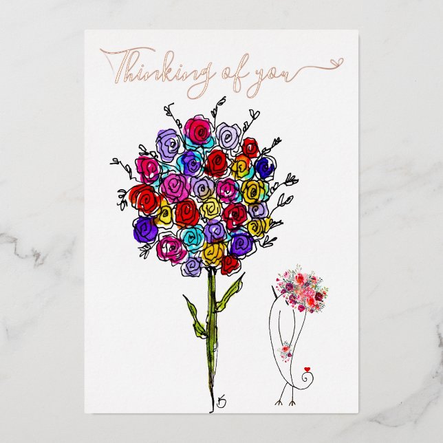 Beautiful Flowers Thinking of You Greeting Card (Front)
