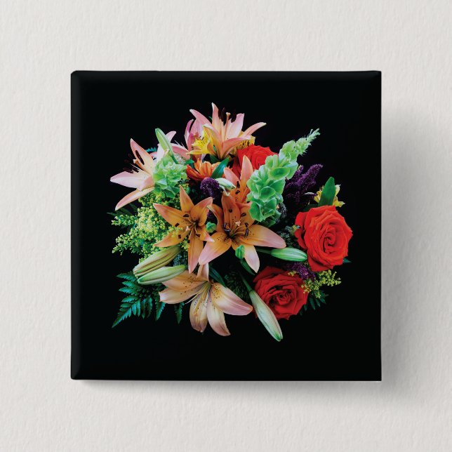 Beautiful Flowers Throw Pillow Button (Front)