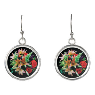 Beautiful Flowers Throw Pillow Earrings