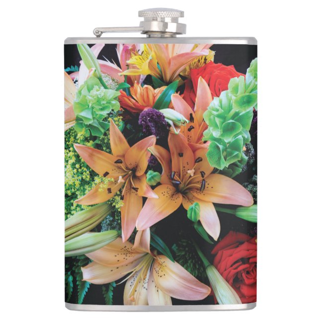 Beautiful Flowers Throw Pillow Flask (Front)