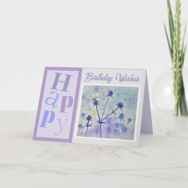 Beautiful Flowers Trendy Birthday Card (Front)