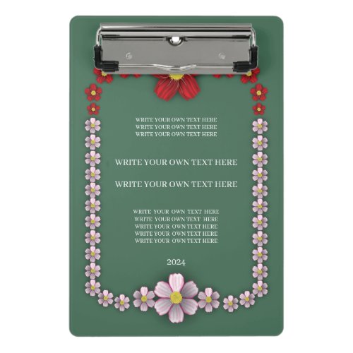 Beautiful flowers Turquoise Mini Clipboard