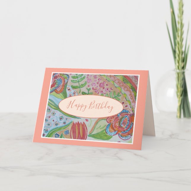 Beautiful Flowers Vibrant Birthday Greeting Card (Front)