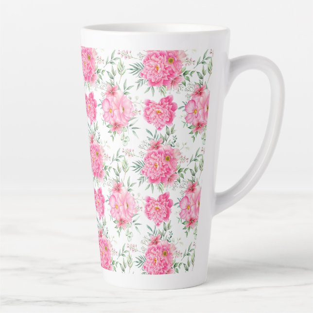Beautiful Flowers Watercolor Floral Pattern-46546 Latte Mug (Right)