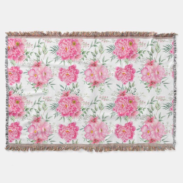 Beautiful Flowers Watercolor Floral Pattern-46546 Throw Blanket (Front)