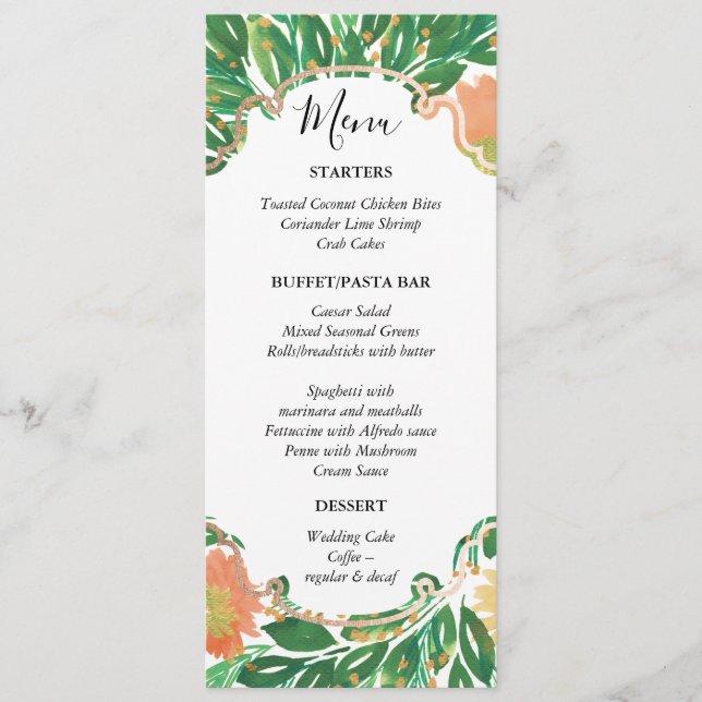 Beautiful Flowers Watercolor Painting Menu Card (Front)
