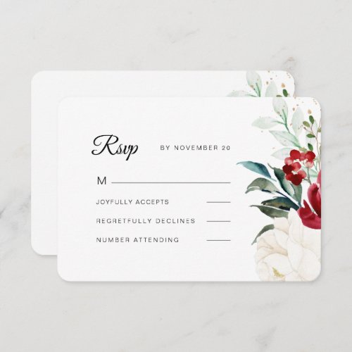 Beautiful Flowers with Greenery Christmas Wedding RSVP Card