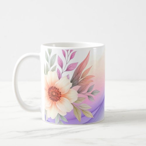 Beautiful Flowers With Purple Gradient  Coffee Mug