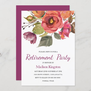 Beautiful Flowers Womans Retirement Party Invite