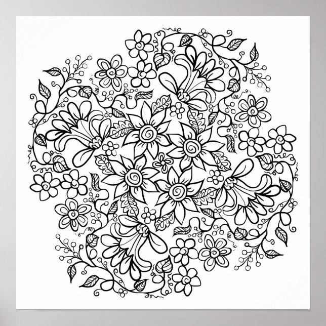 Beautiful Flowers You Color Poster (Front)