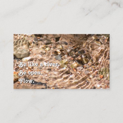 Beautiful flowing water with motivational quote business card