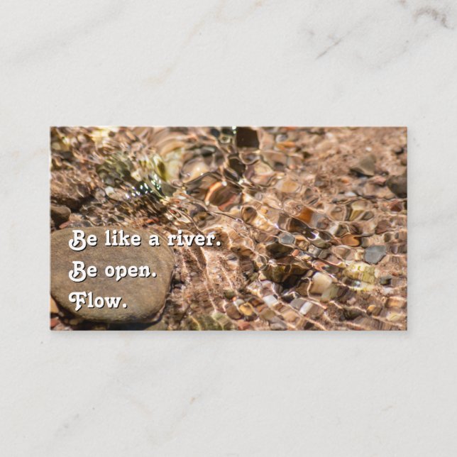 Beautiful flowing water with motivational quote business card (Front)