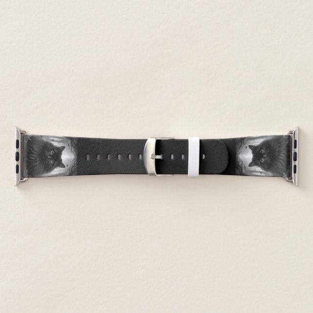 Beautiful Fluffy Black Cat with Big Eyes Apple Watch Band (Band)
