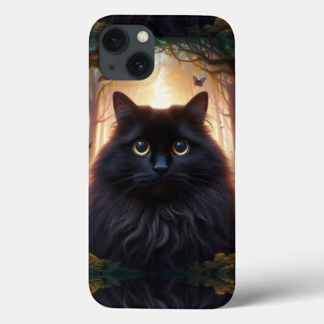Beautiful Fluffy Black Cat with Gold Eyes Case-Mate iPhone Case (Back)
