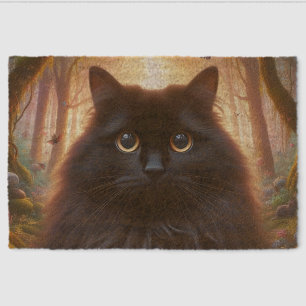 Beautiful Fluffy Black Cat with Gold Eyes Fiber Doormat