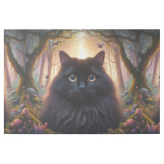 Beautiful Fluffy Black Cat with Gold Eyes Gallery Wrap