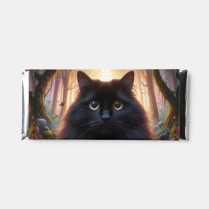 Beautiful Fluffy Black Cat with Gold Eyes Hershey Bar Favors