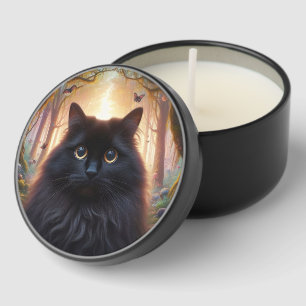 Beautiful Fluffy Black Cat with Gold Eyes Mini Candle Favors