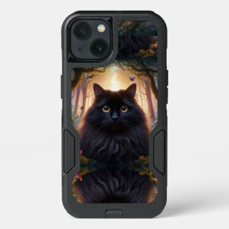 Beautiful Fluffy Black Cat with Gold Eyes iPhone 13 Case