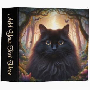 Beautiful Fluffy Black Cat with Gold Eyes Personal 3 Ring Binder