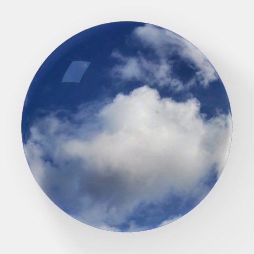 Beautiful fluffy Cornish clouds in blue sky Paperweight